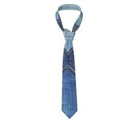 peiyeety Gradient Blue Denim Printed Men's Neck Tie Classic Silk Tie Fashionable Print Tie for Formal Occasions