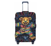 peiyeety Grateful Dancing Bear Travel Luggage Cover Elastic Washable Suitcase Cover Protector Fashion Stretch Baggage Covers Dustproof Suitcase Sleeve Fits 18-32 inch Luggage, Black, M
