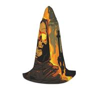 peiyeety Halloween Fire Grim Reaper Hooded Cloak For Adult Teenager Halloween Hooded Cape Wizard Robe With Cape Fear