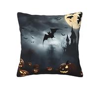 peiyeety Halloween Flying Bats 4 Print Decorative Square Throw Pillow Covers,Four Seasons Universal Pillowcase,Unique