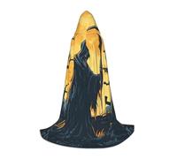 peiyeety Halloween Moon Grim Reaper Hooded Cloak For Adult Teenager Halloween Hooded Cape Wizard Robe With Cape Fear