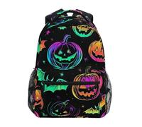 peiyeety Halloween Pumpkin Bat (01) Laptop Backpack for Women Men, Personalized College Bookbag Travel Bag Casual Daypack back packs