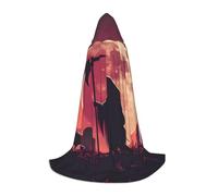 peiyeety Halloween Red Moon Grim Reaper Hooded Cloak For Adult Teenager Halloween Hooded Cape Wizard Robe With Cape Fear
