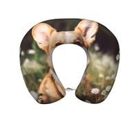 peiyeety Happy Corgi Dog Travel Pillow Memory Foam - Comfortable U Shape Neck Pillows for Sleeping, Neck and Head Support Portable Airplane Pillow Adjustable Flight Pillow, Washable Cover