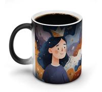 peiyeety Heat Sensitive Color Changing Mug, Ark Upon The Head Pattern 350ml Ceramic Magic Cup Reveals Pattern with Hot Drink - Great Gift Idea for Coffee Lovers, Birthday & Holidays