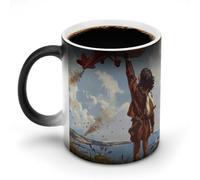 peiyeety Heat Sensitive Color Changing Mug, The Red Biplane's Contrail Pattern 350ml Ceramic Magic Cup Reveals Pattern with Hot Drink - Great Gift Idea for Coffee Lovers, Birthday & Holidays