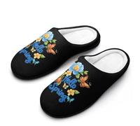 peiyeety Hello Spring Butterfly Flowers Mens Memory Foam Slippers Lightweight Cotton House Shoes for Indoor Outdoor44-45