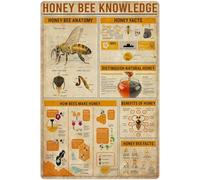peiyeety Honey Bee Knowledge Metal Tin Signs How Bees Make Honey Retro Poster Popular Science Educational Charts Wall Plaques Decor For Home Classroom Room Office 12x18 Inch