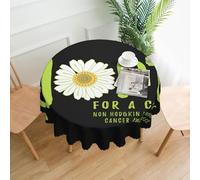 peiyeety Hope for A Cure Non Hodgkin Lymphoma Cancer Awareness Flower Round Table Cloth 60 Inch Waterproof Splash Resistant Wrinkle Tablecloth Kitchen Table for Indoor Outdoor Restaurant Decor