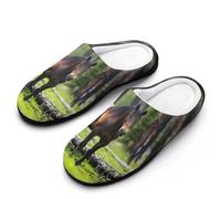 peiyeety Horse in The Rain s Mens Memory Foam Slippers Lightweight Cotton House Shoes for Indoor Outdoor42-43