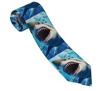 peiyeety Hungry Sharks Ties for Men Classic Silk Necktie with Cufflinks for Weddings Business Dances