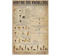 peiyeety Hunting Dog Knowledge Metal Tin Signs Hunting Dog Information Retro Poster Popular Science Educational Charts Wall Plaques Decor For Home Classroom Room Office 12x16 Inch