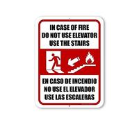 peiyeety in Case of Fire DoUse Elevator Use The Stairs English Spanish Español Bilingual Signs, Business Warning Signs, Signage for Commercial Buildings 8X12 Inch