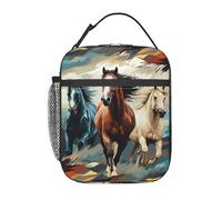 peiyeety Insulated Lunch Bag A Pattern with Horses as a Background Lunch Box for Women Men Reusable Leakproof Cooler Bag for Office Picnic