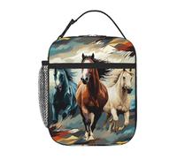peiyeety Insulated Lunch Bag A Pattern with Horses as a Background Lunch Box for Women Men Reusable Leakproof Cooler Bag for Office Picnic
