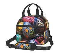 peiyeety Insulated Lunch Bag Colorful Hand Painted Easter Eggs Lunch Box for Women Men Reusable Leakproof Cooler Bag for Office Picnic