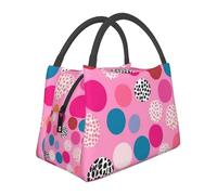 peiyeety Insulated Lunch Bag Crazy Pink Polka dots Lunch Box for Women Men Reusable Leakproof Cooler Bag for Office Picnic