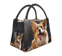 peiyeety Insulated Lunch Bag Cute Corgi Dog Lunch Box for Women Men Reusable Leakproof Cooler Bag for Office Picnic
