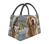 peiyeety Insulated Lunch Bag Cute Golden Retriever Lunch Box for Women Men Reusable Leakproof Cooler Bag for Office Picnic