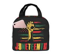peiyeety Juneteenth Black History Month African American Flag Lunch Bag for Unisex Reusable Insulated Lunch Box Large Capacity Reusable Insulated Cooler