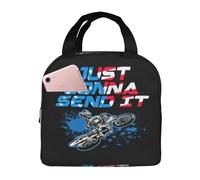 peiyeety Just Gonna Send It Motocross Dirt Bikes Lunch Bag for Unisex Reusable Insulated Lunch Box Large Capacity Reusable Insulated Cooler