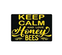 peiyeety Keep Calm And Love Honey Bees Tin Metal Sign Decor Garden Honeycomb Bumble Dandelion Queen Yard Spring Summer Butterfly Wildflower Honeybee Pollinator Indoor Outdoor Rock 8x12 Inch