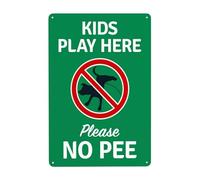 peiyeety Kids Play Here Please No Pee With Prohibited Symbol Warning Sign, Retro Security Sign, Metal Caution Street Tin Sign, 8x12 Inch
