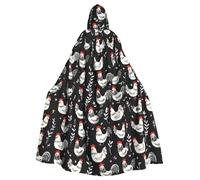peiyeety Laying Hens And Roosters Pattern Unisex Hooded Cloak Costume Cape for Halloween Vampire Witch Cosplay Wizard
