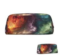 peiyeety Leather Pencil Case Large Capacity Pencil Pouch Aesthetic Pen Pouch Organizer with Zipper Portable Big Cloud Lightning Pen Bag for Women Men