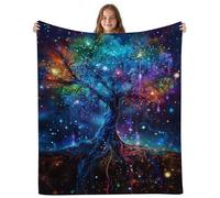 peiyeety Life of Tree Colorful Leaves and Roots Glowing Blanket Gifts for Girls Boys, Soft Flannel Throw Blankets for Kids Adults Women Men, Fuzzy Plush Lightweight Blanket for Bed Couch, 80"X60"