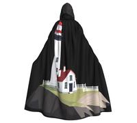 peiyeety Lighthouse on the coast Pattern Halloween Adult Hooded Cape Cloak for wear during Halloween, role-playing