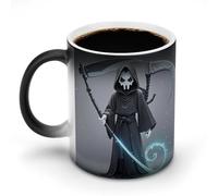 peiyeety Lightning Death God Color Changing Mug Heat Changing Mug Ceramic Mug Heat Reactive Black Mug Tea Cup Message Appears As It Heats Birthday for Family Friend