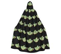 peiyeety Little crocodile in a teacup Pattern Adult Hooded Cape Cloak for Halloween Costume Parties and More