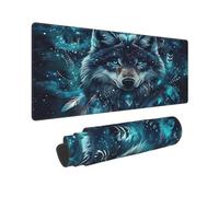 peiyeety Lone Wolf XXL Gaming Mouse Pad 31.5 X 12 in, Extended Large Desk Mat for Keyboard and Mouse, Non-Slip Rubber Base, Waterproof Stitched Edges Mousepad for Computer, Office & Gaming