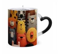 peiyeety Magic Color Changing Mug, Animal Gathering Pattern Heat Sensitive Ceramic Cup - 12oz Coffee Tea Cup, Novelty Gift for Holiday