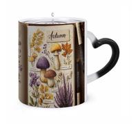 peiyeety Magic Color Changing Mug, Autumn Journal Pattern Heat Sensitive Ceramic Cup - 12oz Coffee Tea Cup, Novelty Gift for Holiday