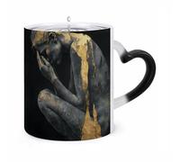 peiyeety Magic Color Changing Mug, Silhouetted Soul Pattern Heat Sensitive Ceramic Cup - 12oz Coffee Tea Cup, Novelty Gift for Holiday