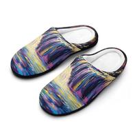 peiyeety Magical River Under Moonlight House Slippers for Women Warm Fleece Home Shoes Winter Indoor Outdoor40-41
