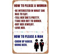 peiyeety Man Cave Signs Garage Accessories Bar For The Home Man Cave Vintage Garage Sign Tool Rules Signs Woman Accessories Metal Tin How To Please A Woman Sign Gift For Women Men 8x12 Inch