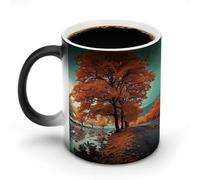 peiyeety Maple Tree in Autumn Color Changing Mug Heat Changing Mug Ceramic Mug Heat Reactive Black Mug Tea Cup Message Appears As It Heats Birthday for Family Friend
