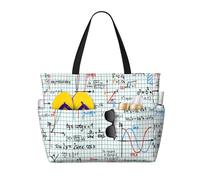 peiyeety Mathematik Klassenzimmer Algebra Studien Lektion Seite Skizzen Large Beach Tote Bag For Women With Zipper & Wet Pocket, Lightweight Foldable Gym Tote For Travel, Grocery, Swim, Sports