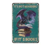 peiyeety Metal Sign It'sHoarding If It's Books Dragon Vintage Signs Rerto Alumium for Gardening Home Bar Office Outdoor Yard Wall Decor 8x12 Inch