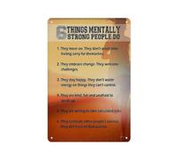 peiyeety Metal Tin Sign 12 X 8 Inch - Things Mentally Strong People Do - Poster Metal Plaque, Gift for Men, for Gym, Home, Office Decor
