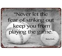 peiyeety Metal Tin Sign Baseball Themed Wall Decor Babe Ruth Quote Distressed Rustic Plaque For Game Room Living Room Bedroom Office Patio Garage Bar She Shed, 8×12 INCH