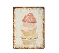 peiyeety Metal Tin Sign Cupcake Watercolor Pattern Vintage Rustic Wall Art Kitchen Bathroom Bedroom Living Room Cafe Farmhouse Entryway Office Garage Home Bar Laundry Room Porch Patio 12x16 Inch