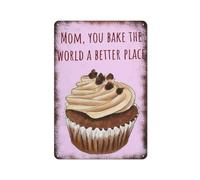 peiyeety Metal Tin Sign Cupcake With Mom Quote Pattern Vintage Rustic Wall Art Kitchen Bathroom Bedroom Living Room Cafe Farmhouse Entryway Office Garage Home Bar Laundry Room Porch Patio 8x12 Inch