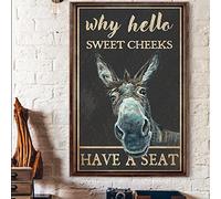 peiyeety Metal Tin Sign Donkey Themed Wall Decor Why Hello Quote Distressed Rustic Plaque For Home Living Room Bedroom Office Patio Garage Bar She Shed, 12×16 INCH