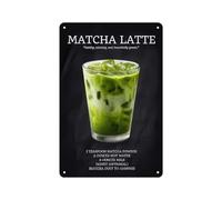 peiyeety Metal Tin Sign Iced Matcha Latte Recipe Vintage Style for Bar Cafe Kitchen Restaurant Home Wall 12 X 8 Inch