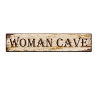 peiyeety Metal Tin Sign Woman Cave sign Retro Aluminum for Street Home Office Garden Decor 4 x 16 Inch