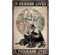 peiyeety Metal Vintage Tin Sign Decor Interesting Lodge Sign Boy A Reader Lives Thousand Life Tin Sign Poster Vintage Metal Signs for Bar Music Club Man Cave Room Wall Decor 5.5x8 Inch